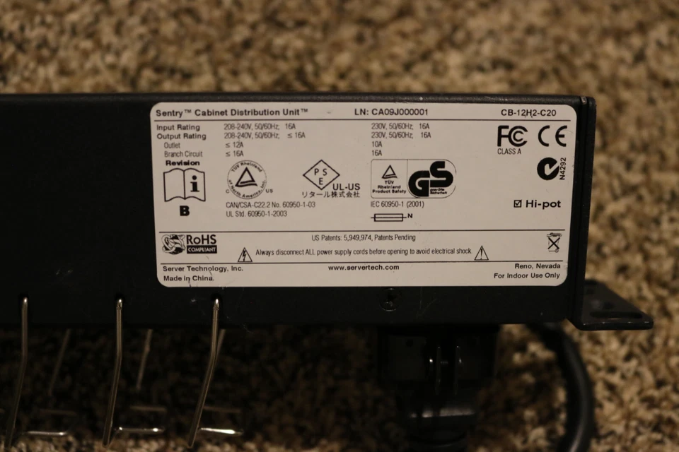 Sentry Server Rack Cabinet Power Distribution Unit (PDU) CB-12H2-C20 - Image 3 of 3