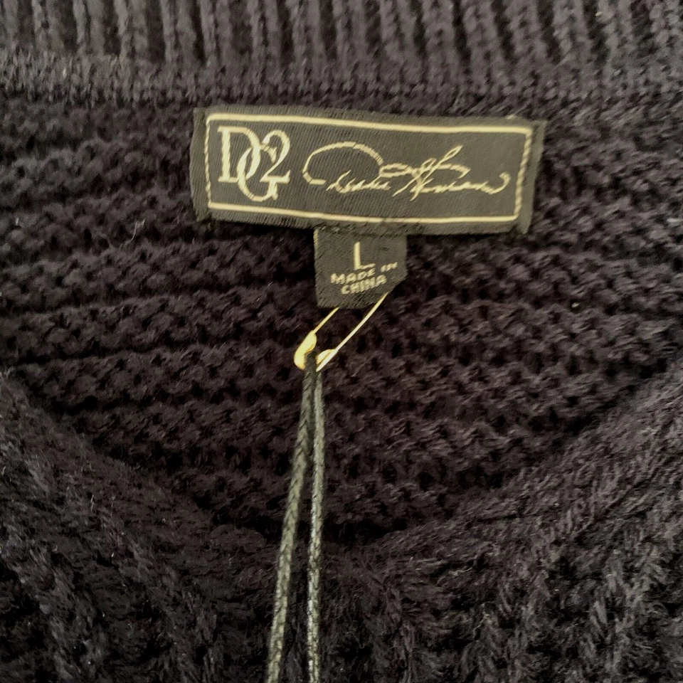 DG2 by Diane Gilman 毛衣女式大号罗纹针织蓝色 3/4 宽袖新品 — 第 3/4 张图片