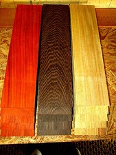 15 PIECES KILN DRIED SANDED THIN CANARYWOOD, WENGE, PADAUK 12" X 3" X 1/4"