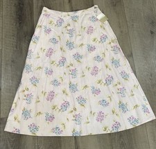 NWT LIZ CLAIBORNE Linen Blend Maxi Skirt Womens 16 Blooming Colors Floral Pocket