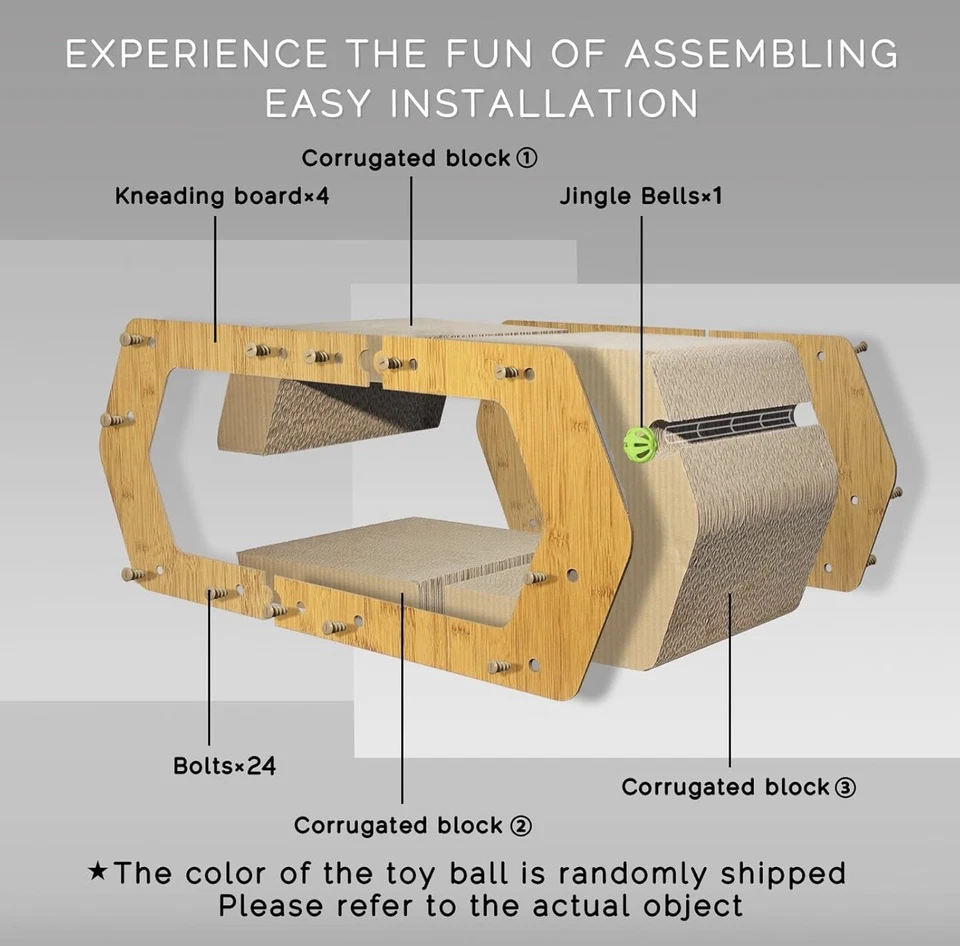 Cat Scratching Board Hexagon Scratcher Bed Track Toy Ball Double Layer Cardboard - Image 4 of 4