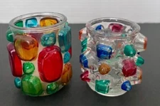 VTG-MCM 2 Bond Ware Multicolored Glass Candle Holders