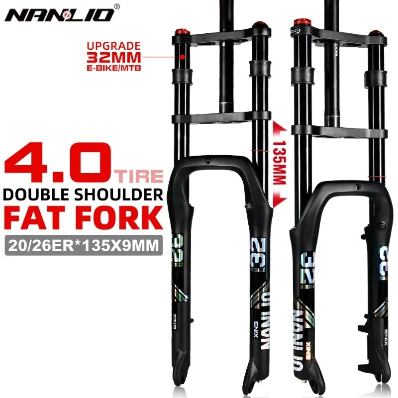 E-bike Air Supension Fork Double Shoulder MTB Snow Bike Front Fork 20/26*4.0inch - Image 2 of 4