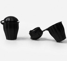 Cord End Bell Stopper Black Plastic Ribbed Lo...