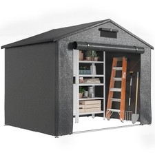 Outsunny 8 x 4 ft Garden Storage Shed with Roll-up Zipper Door Grey Refurbished