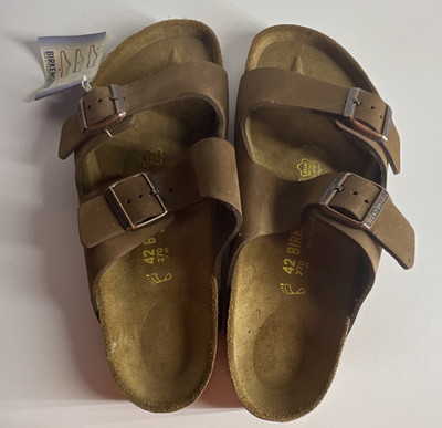 Birkenstock Arizona Men s Brown Leather 2-Strap Buckle Sandals EU 42 US 9