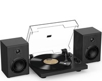Turntable Record Player with Adjustable Counterweight, Bluetooth In/Out, 33/45