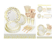 24 GäSte Wiederverwendbar Partygeschirr Set Tischdecke Teller Becher Serviet