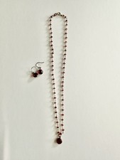 Red Beaded Necklace and Earring Set