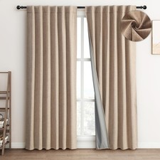 100 Blackout Heavy Linen Curtains 52 Inch Wide x 84 Inch Long 2 Panels Set T...