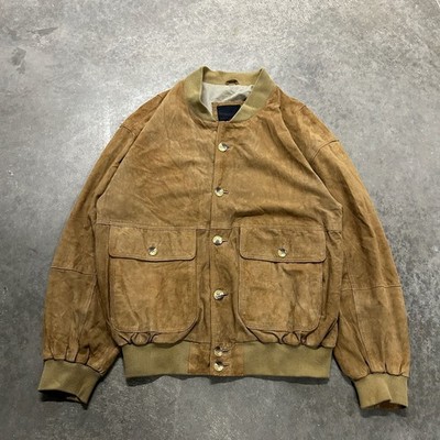 M.Flues International Leatherwear Vintage Brown Suede Bomber Jacket Size 48