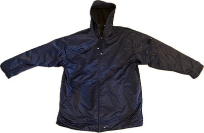 Vintage Nike Men s Reversible Nylon Fleece Hooded Jacket Size XL Navy Blue Y2K