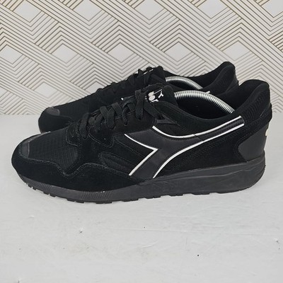 Diadora N9002 Mens Size 12  Black On Black Whte Trim Shoes Sneakers 173073-C4831