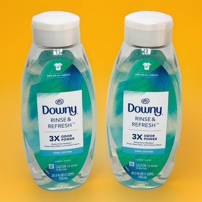 Downy RINSE & REFRESH COOL COTTON Laundry Odor Remover Lot Of 2 Bottles  25.5oz