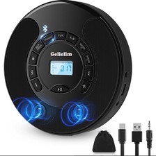 Gelielim CD Player with Dual Stereo Speakers, 2000 mAh Rechargeable Walkman New