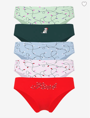 Victorias Secret PINK Cotton Cheeky Panty 5-Pack Holiday Lights Size XL NWT