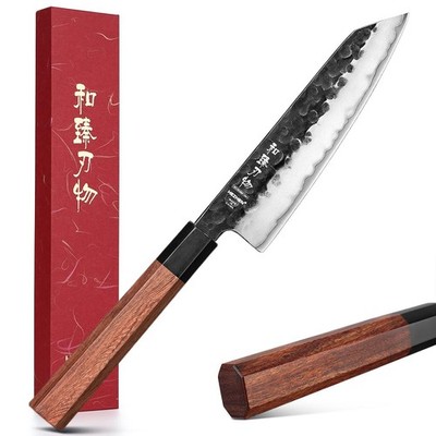 HEZHEN Kiritsuke Knife, 5.8 Inches Small Chef Knife, 3 Layers High Carbon Clad S