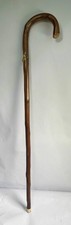 Vintage English Walking Stick Cane Crook Handle Whangee Bamboo Made in England
