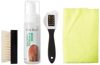 Suede & Nubuck Foaming Cleaner Kit by Care Guys:Cleaning 4 Piece Set, Clear 
