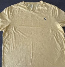 Men's POLO Ralph Lauren Short Sleeve Yellow Cotton V-Neck Size XXL