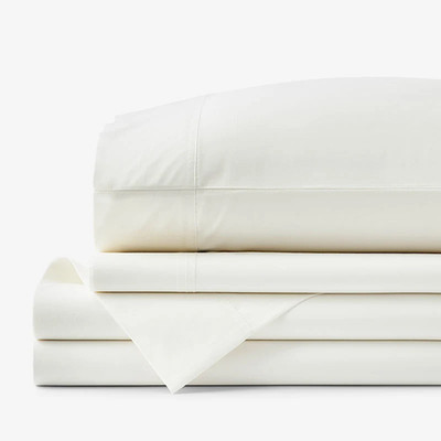 The Company Store Supima Cotton Percale Deep Pocket Sheet Set Cream,King, NWT
