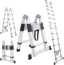 16.5FT Telescoping Ladder with Non-Slip Feet&Stabilizers,for Roof & Construction