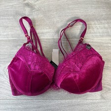 Image of Ann Summers The Daring Desire Padded Plunge Bra Burgundy Brand New Tags RRP