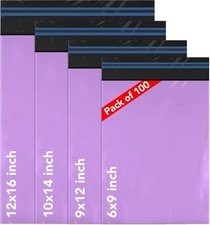 iSOUL 100 Mixed Size Purple Mailing Bags Self Seal 4 Size Strong Poly Plastic