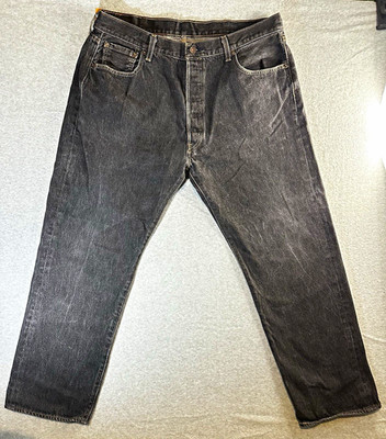 Levi's Men's Black Cotton Denim Jeans Regular Fit Straight Mid Rise Button Fly