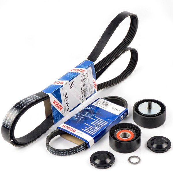 Bosch 6PK1836 4PK815 Keilrippenriemen + Rolle FüR BMW E81 E87 E90 E91 Klima-image