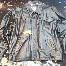 CRipple Creek Mens Black Button Front Leather...