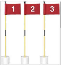 Golf Flagsticks Mini, Putting Green Flag for Yard, 3 Pack- Red Flags 1,2,3