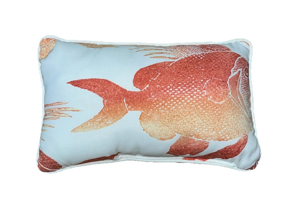 Almofada de deck Pillow Perfect Made In USA Accent Throw Red Fish 12” X 18” - Imagem 2 de 4