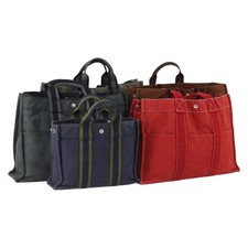 HERMES Fourre Tout Hand Bag Canvas 5 Set Black Navy Gray Red Brown Auth ti3567