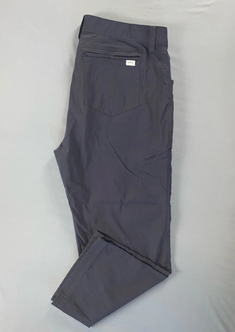 Orvis Flex Waist Stretch Nylon Zip Cargo Pocket Tech Hiking Pants. 38X25.5, EUC!