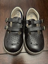 Girls Footmates Leather Shoes Black Toddler 8- Extra Insert