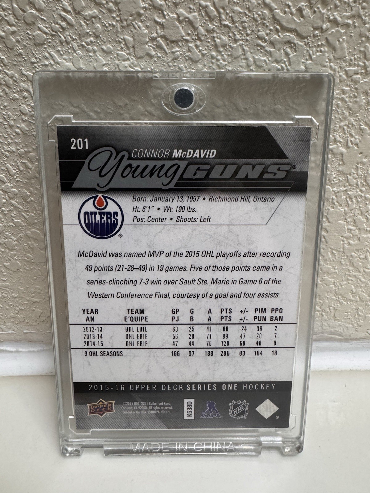 2015-16 Upper Deck - Young Guns - Connor McDavid #201 Rookie (RC) Oilers view 2