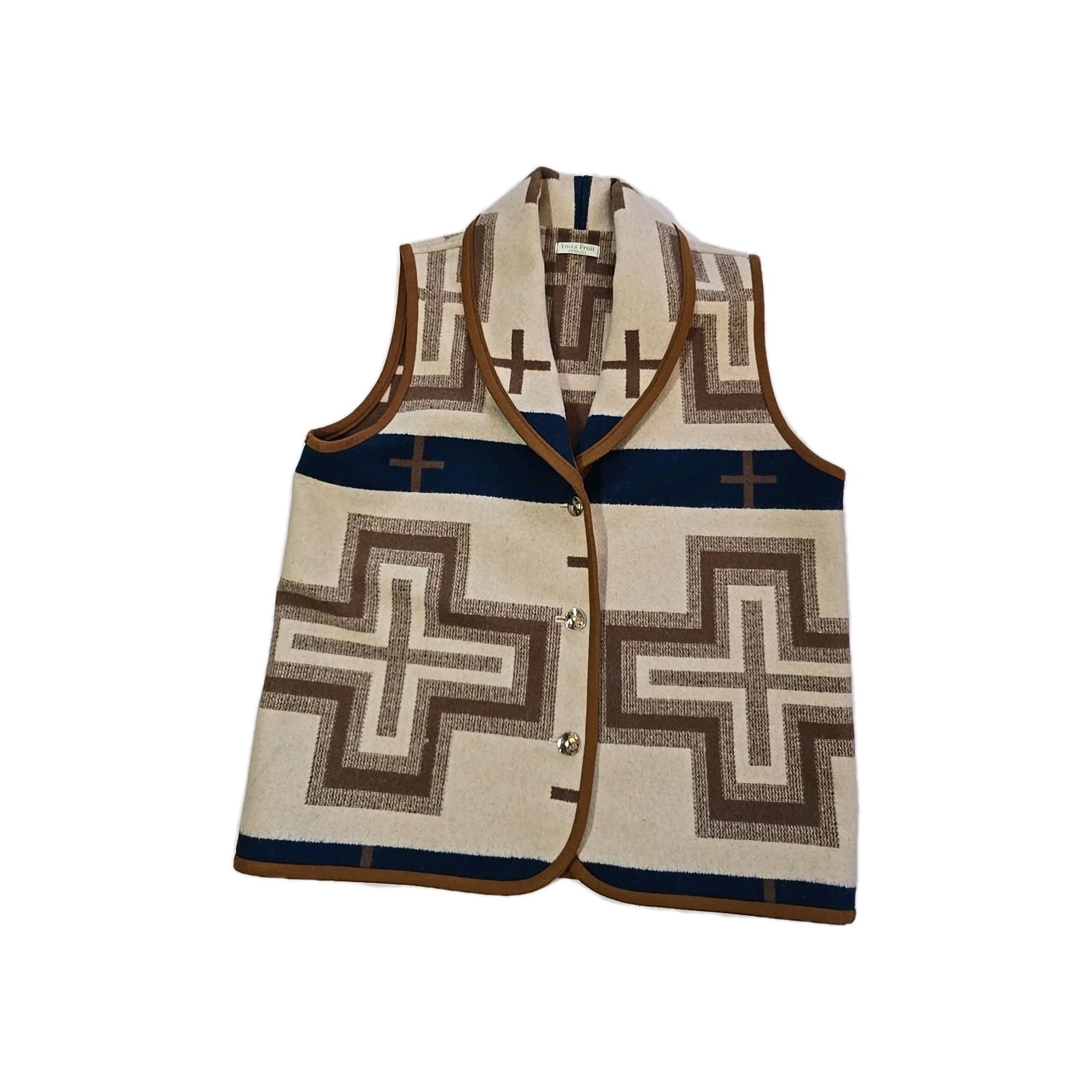 Yucca Fruit Designs Southwest Indian Head Button Mens Vest No Sz See Measurement