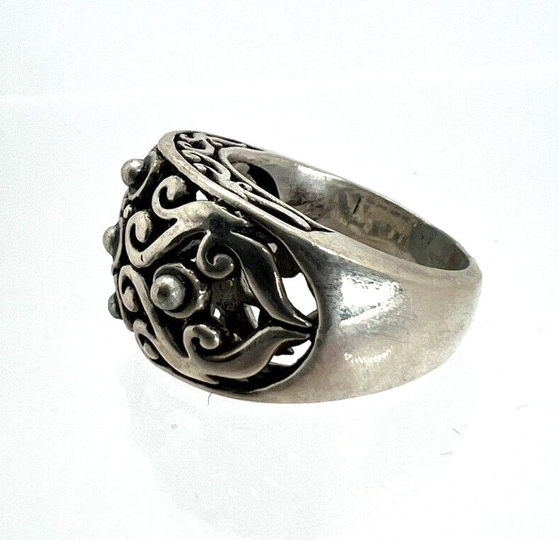 Solid Sterling Silver Bali Style Ring Size 9.25 - image 4