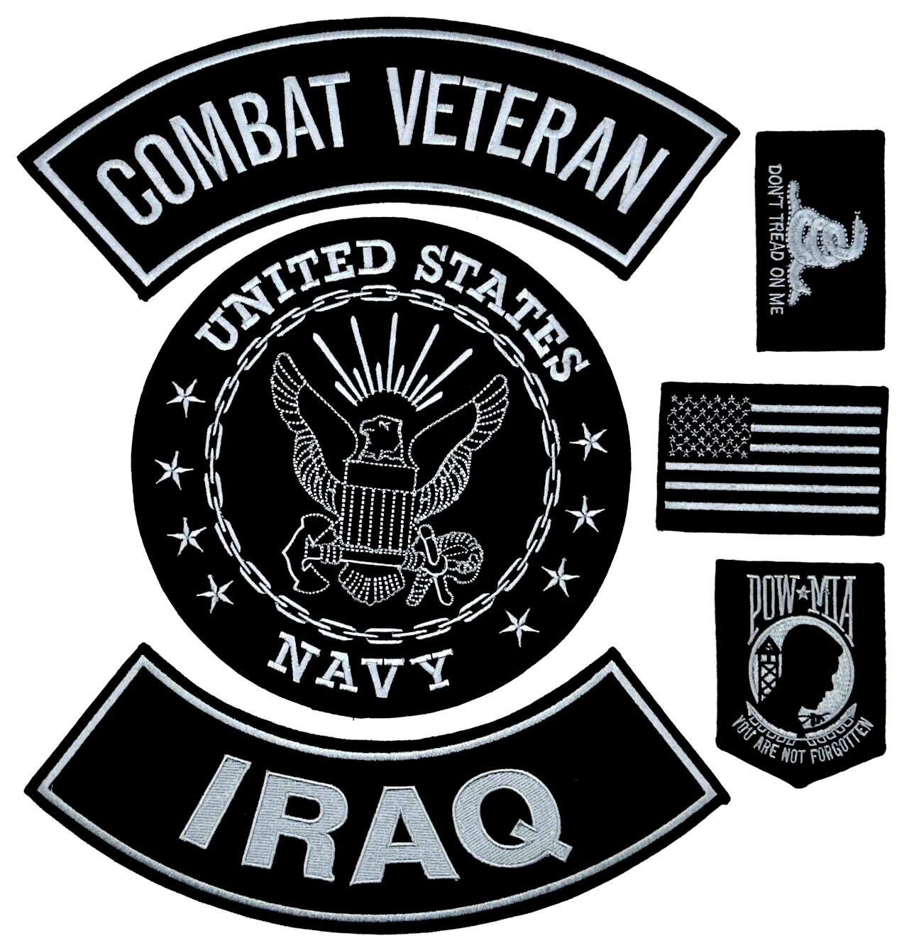U.S. NAVY COMBAT VETERAN IRAQ MILITARY MOTORCYCLE LOT OF 6 PATCHES