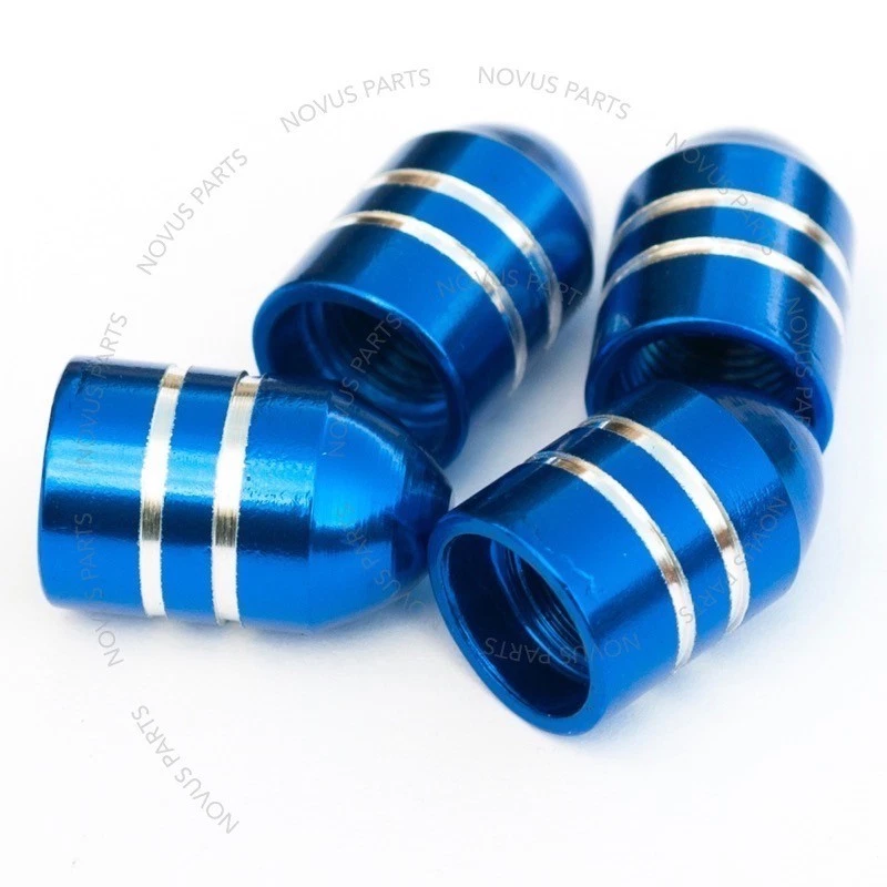 For Audi A6 A6 Quattro A4 Set of 4 Valve Stem Cover Blue Bullet Style Fits All - Image 2 of 4