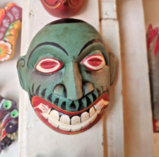 4 Inches Sri Lankan Handcrafted Traditional Devil Mask Authentic Wooden Wall