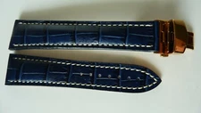 Leather Hand Made Blue 22 mm Germany Watch strap Folding Clasp Beautiful New