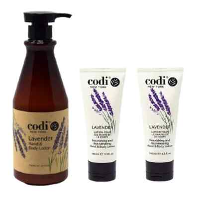 Codi lavender Hand & Body Lotion Big and 2 Small Set, 750ml/25oz + 3.3oz/100ml