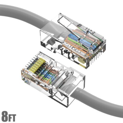 8FT Cat5E RJ45 Ethernet LAN Network Patch Cable UTP Gold Non Booted 24AWG Gray