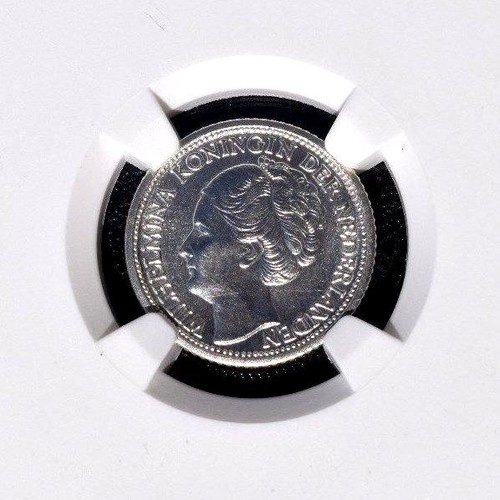 1944 D Curacao 1/4 Gulden, NGC MS 63, Brilliant White - Picture 2 of 3