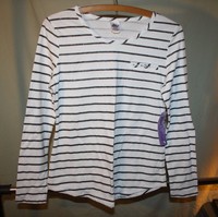 Nwt-girl's Blue/white Striped Long Sleeve Top-sz.xl-16, By Miss Attitude Nwt-girl's Blue/white Striped Long Sleeve Top-sz.xl-16, By Miss Attitude