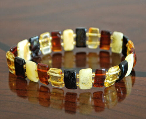 Baltic amber beads bracelet multicolor - Picture 1 of 1