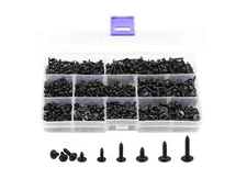 900pcs Truss Head Self Tapping Screw Pan Head Washer 9sizes Assortment Kit Black
