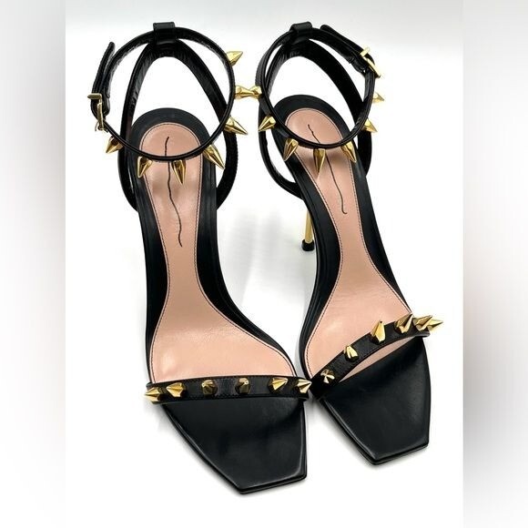 Alexander McQueen Black & Gold Studded Heeled Sandals | eBay